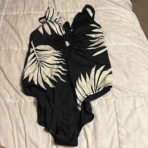 Black and White one piece swimsuit. Size L